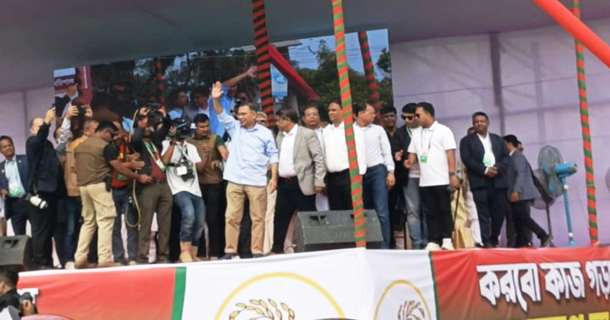 বরিশালের বেলস পার্কে তারেক রহমান, জনসমুদ্রে রূপ নিল সমাবেশ