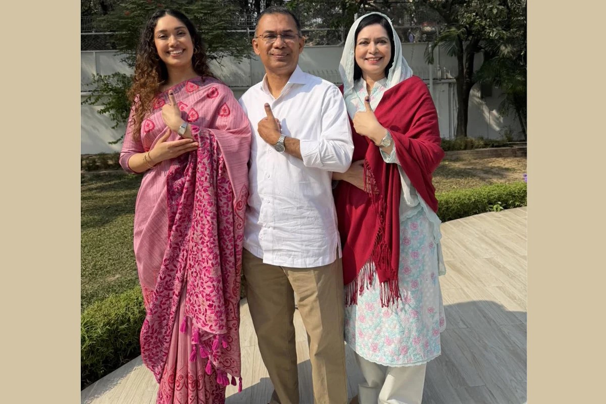 সপরিবারে ভোট প্রদান করলেন তারেক রহমান