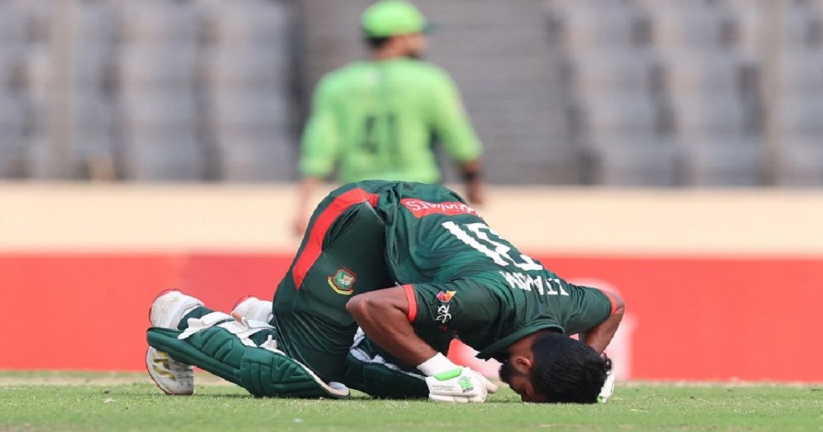 তানজিদ তামিমের সেঞ্চুরিতে চ্যালেঞ্জিং স্কোর বাংলাদেশের