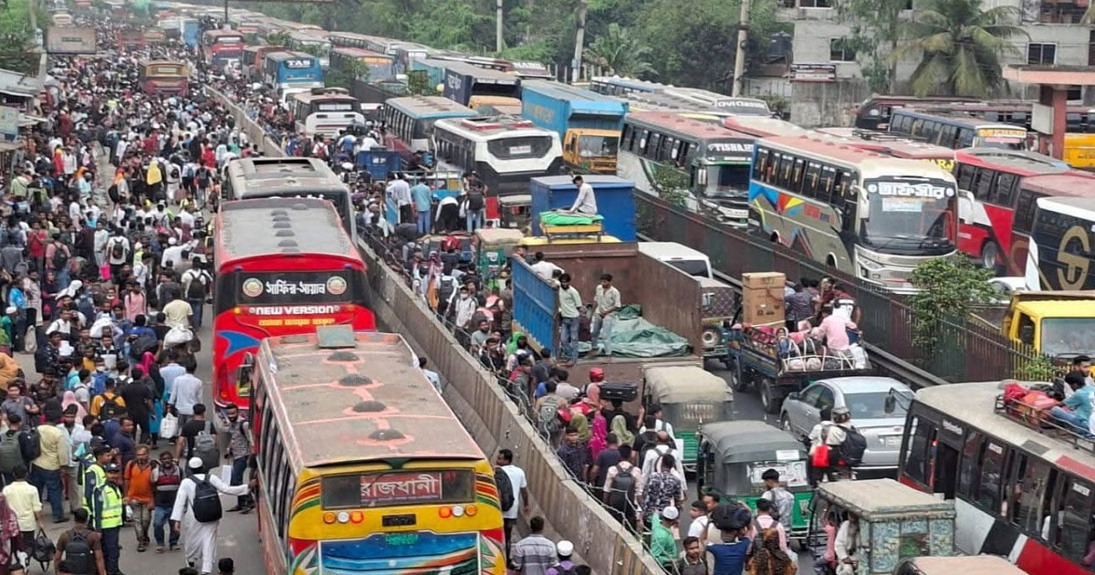 গাজীপুরে ২১ কিলোমিটার যানজট, ঈদযাত্রায় ভোগান্তি