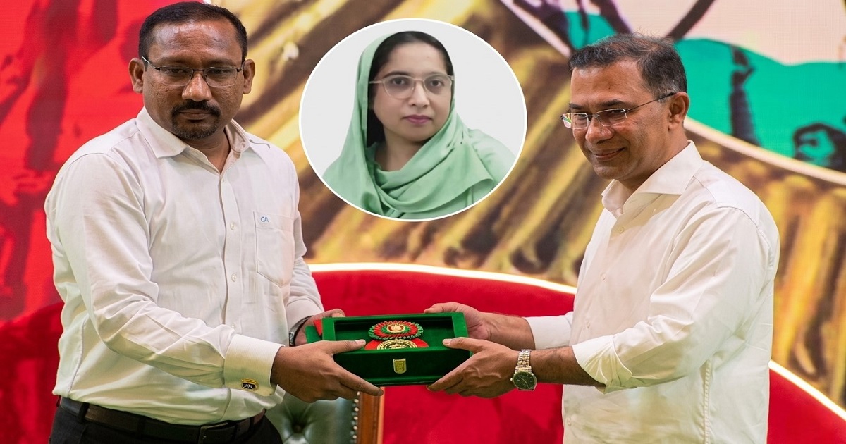 শিক্ষক মাহেরীন চৌধুরীর স্বাধীনতা পদক গ্রহণ করলেন স্বামী মনসুর হেলাল